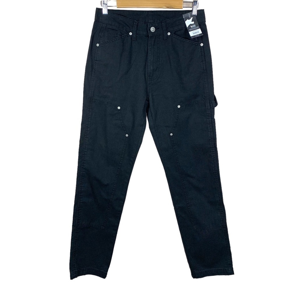NEW Black Carpenter Pants Size 28x30 Cotton Silver Tapered Leg Jeans Womens